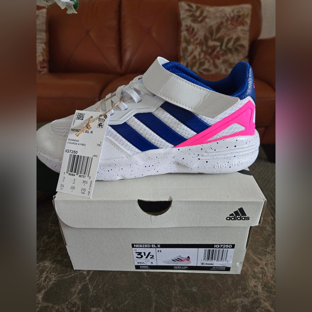 Adidas Kids' White and Pink Sneakers